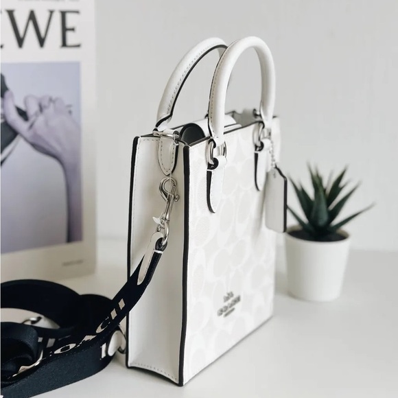 NWT Coach CP011 North South Mini Tote In Signature Canvas Silver/Glacier… - Picture 2 of 12